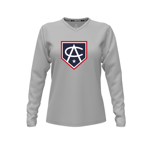 [FTLVCFGY-FYXS-LOGO3] Decker Comfort T-Shirt (Female Youth XS, Gray, V Neck, Logo 3, Long Sleeve)