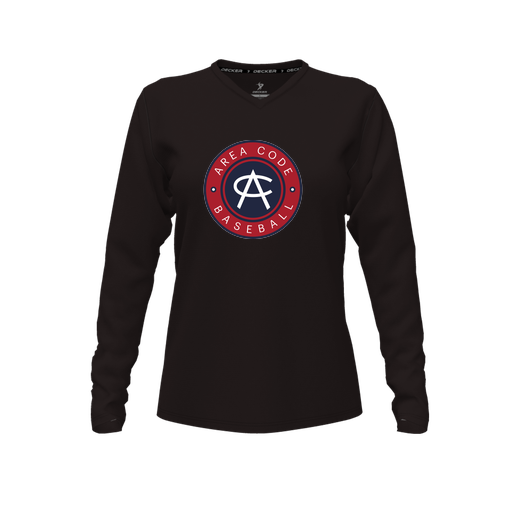 [FTLVPTBK-FYXS-LOGO1] Decker Performance T-Shirt (Female Youth XS, Black, V Neck, Logo 1, Long Sleeve)