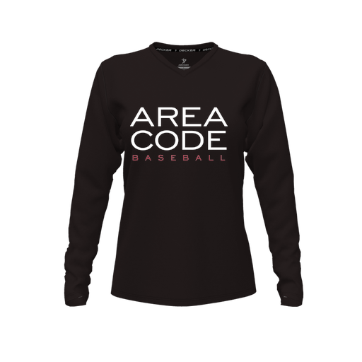 [FTLVPTBK-FYXS-LOGO2] Decker Performance T-Shirt (Female Youth XS, Black, V Neck, Logo 2, Long Sleeve)