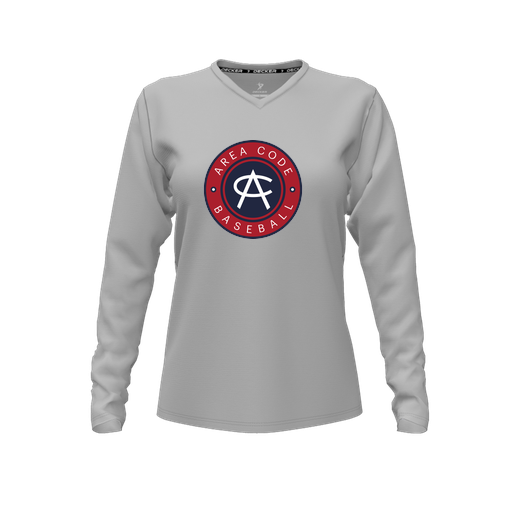 [FTLVPTGY-FYXS-LOGO1] Decker Performance T-Shirt (Female Youth XS, Gray, V Neck, Logo 1, Long Sleeve)