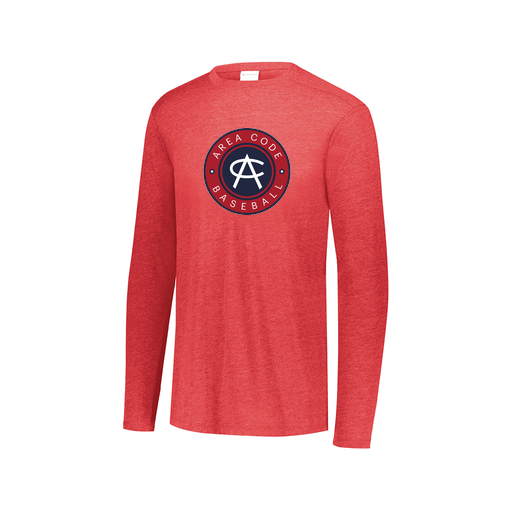 [3075.V96.XS-LOGO1] Decker Men's Tri-Blend T-Shirt - Long Sleeve (Adult XS, Red, Logo 1)